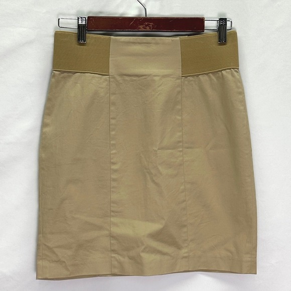 J.McLaughlin Women's Beige Cotton Blend Wide Elastic Waist Mini Skirt Size 4 - Picture 1 of 7